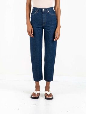 $228 MOTHER Snacks! High Waisted Twizzy Ankle Cold Brew Jeans In Blue 26